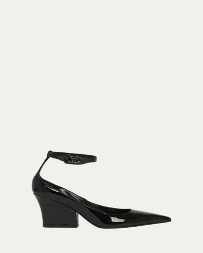 Valentino Garavani Chain-embellished Patent-leather Pumps In Nero