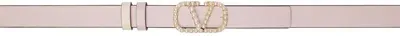 Valentino Garavani Pink Reversible Vlogo Signature Belt In J49 Rose Quartz-ligh