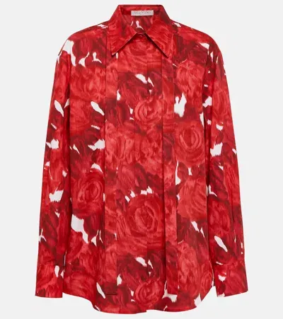 Valentino Printed Cotton Shirt In Red