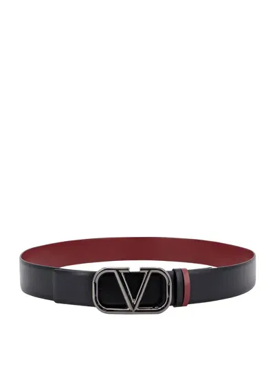 Valentino Garavani Reversible Leather Belt In Black