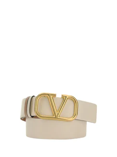 Valentino Garavani Reversible Vlogo Belt In Light Ivory/rose Cannelle