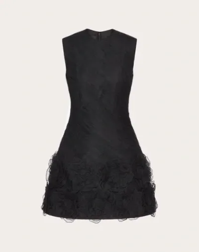 Valentino Robe Courte Brodée Tulle Illusione Femme Noir 42 In Black