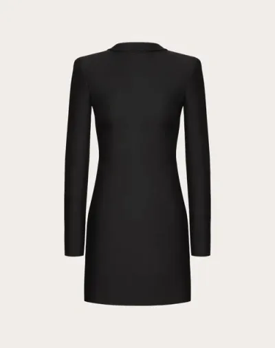 Valentino Strong-shoulder Bow Backless Mini Dress In Black