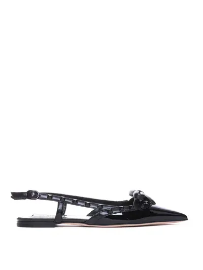 Valentino Garavani Rockstud Bow Slingback Ballets In Schwarz