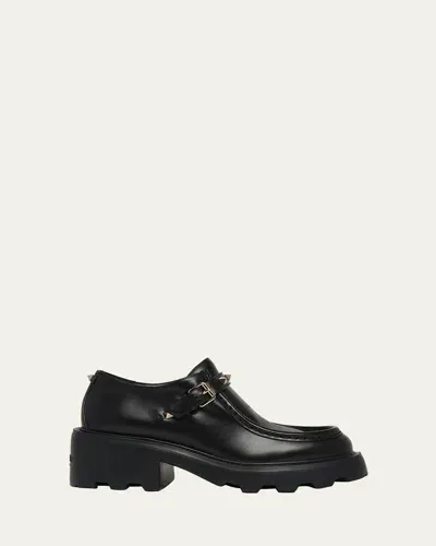 Valentino Garavani Rockstud Buckle Lug-sole Loafers In Nero