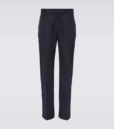 Valentino Rockstud Canvas Straight Pants In Blue