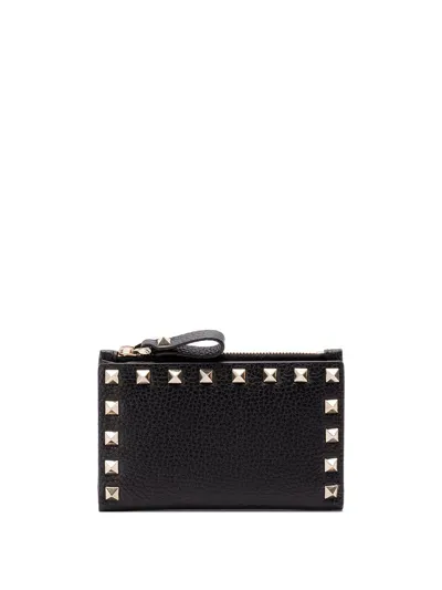 Valentino Garavani Rockstud Compact Cardholder In Black  