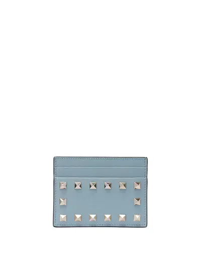 Valentino Garavani Rockstud Card Holder In Azul