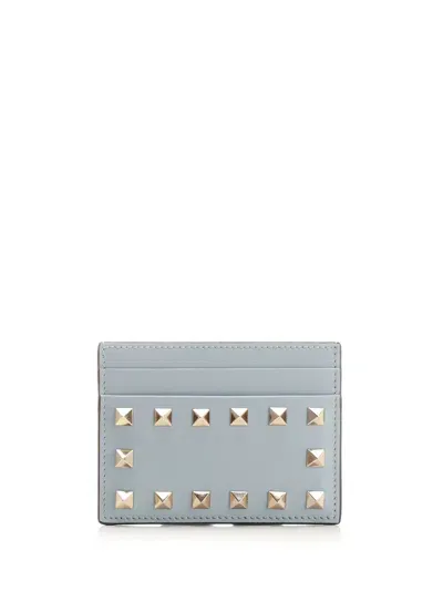 Valentino Garavani Rockstud Card Holder In Blue