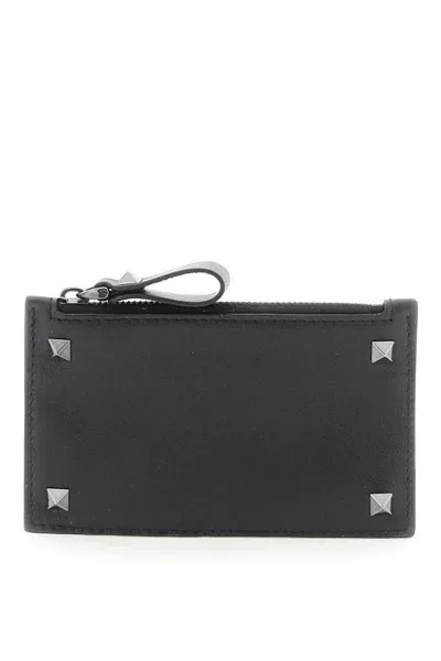 Valentino Garavani Rockstud Card Holder In Black