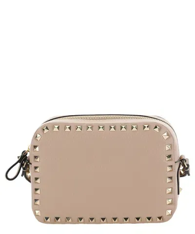 Valentino Garavani Rockstud Crossbody Bag In Beige