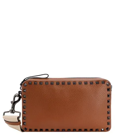 Valentino Garavani Rockstud Crossbody Bag In Brown