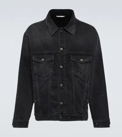 Valentino Rockstud Denim Jacket In Black