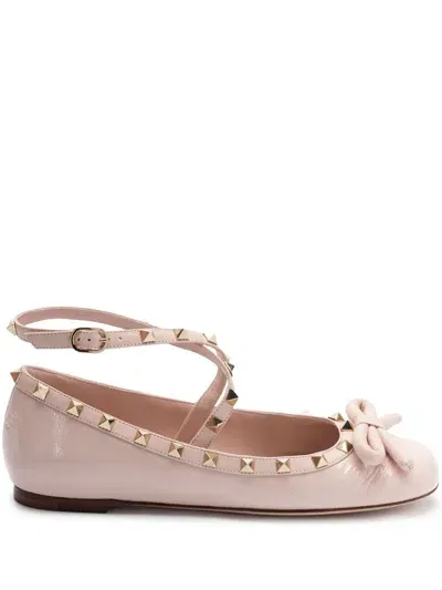 Valentino Garavani Rockstud-embellished Ballerina Shoes In Pink