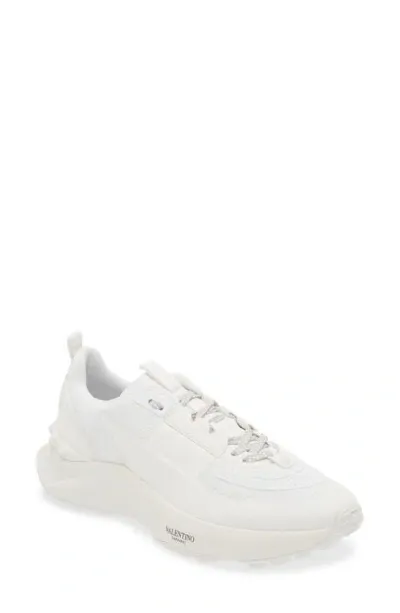 Valentino Garavani Rockstud Knit Sneaker In White