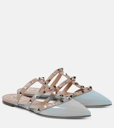 Valentino Garavani Rockstud Leather Mules In Beige