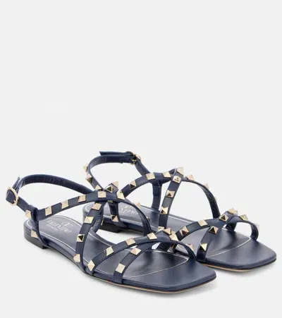 Valentino Garavani Sandalen Rockstud Aus Leder In Blau