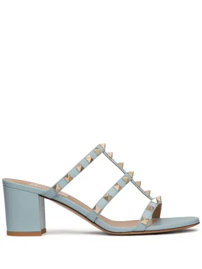 Valentino Garavani Rockstud Leather Sandals In Blue