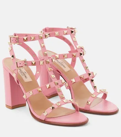 Valentino Garavani Rockstud Leather Sandals In Pink