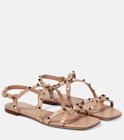 Valentino Garavani Rockstud Leather Sandals In Pink