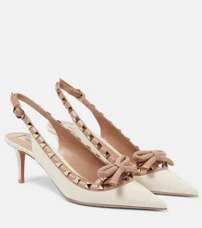 Valentino Garavani Rockstud 60mm Leather Pumps In White