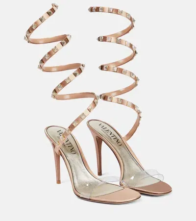 Valentino Garavani Rockstud-embellished 100mm Sandals In Neutrals