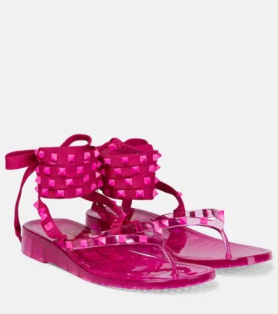 Valentino Garavani Rockstud Pvc Thong Sandals In Pink