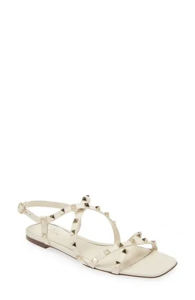 Valentino Garavani Rockstud Sandal In Light Ivory