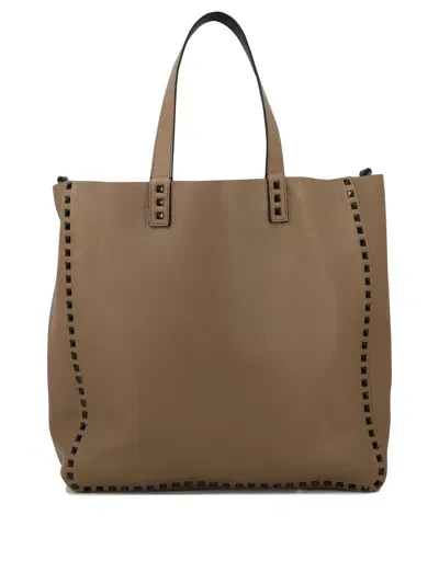 Valentino Garavani Rockstud Shoulder Bags In Brown