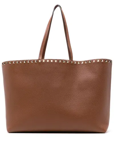 Valentino Garavani Rockstud Tote Bag In Tobacco