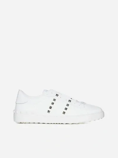 Valentino Garavani Rockstud Untitled Lace-up Sneakers In White