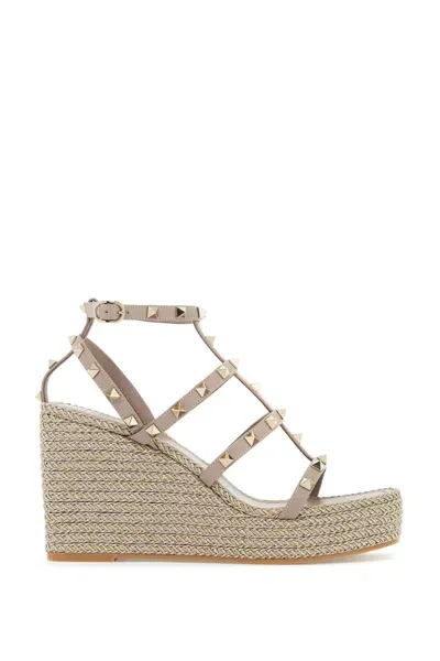 Valentino Garavani Rockstud Wedge Sand In Multicolor