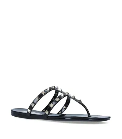 Valentino Garavani Rubber Rockstud Sandals In Black