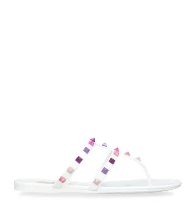 Valentino Garavani Rubber Rockstud Sandals In White