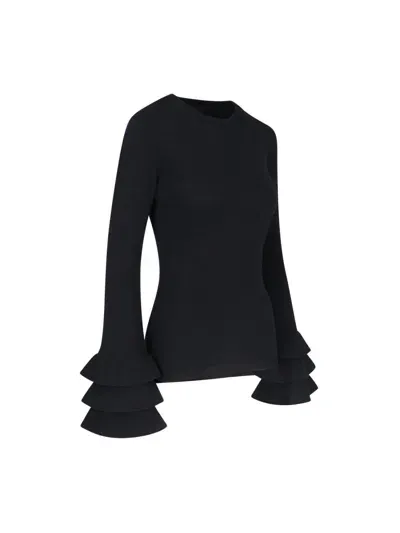 Valentino Ruffled Sweater In Black