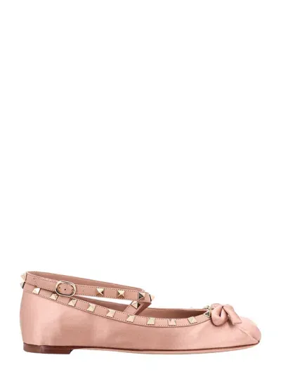 Valentino Garavani Satin Ballerinas With Iconic Studs In Pink