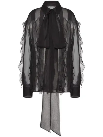 Valentino Semi-sheer Blouse In Black