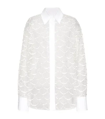 Valentino Sheer Sequin-embellished Shirt In Ivory