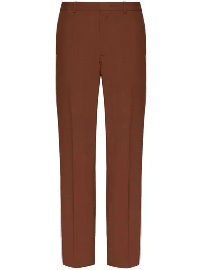 Valentino Side-stripe Wool Trousers In Brown