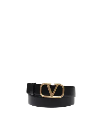 Valentino Garavani Signature Vlogo Belt In Black