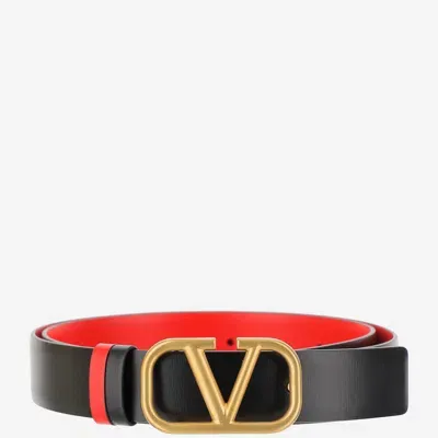 Valentino Garavani Signature Vlogo Reversible Belt In Black