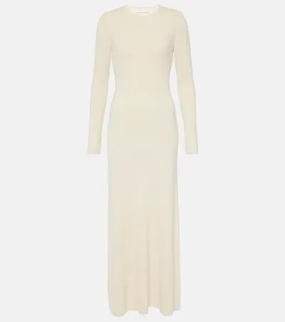 Valentino Silk Bouclé Maxi Dress In Weiss