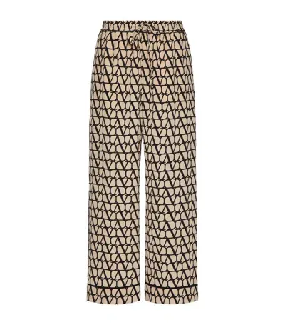 Valentino Silk Jacquard Vlogo Trousers In Multicolor