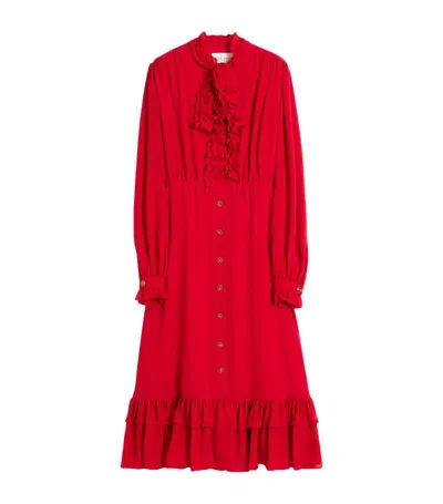 Valentino Silk Midi Dress In Red