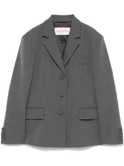 Valentino Single-breasted Blazer In Grey