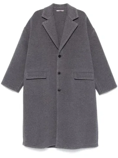 Valentino Single-breasted Coat In Grey