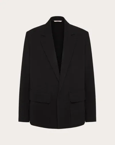 Valentino Single-breasted Cotton Canvas Jacket In Black