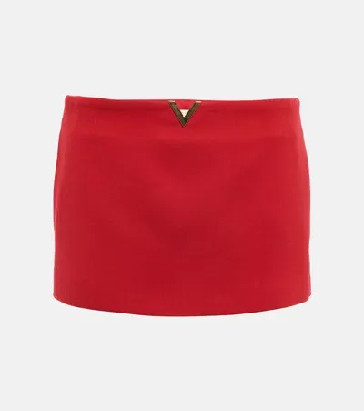 Valentino Crepe Mini Skirt In Rosso