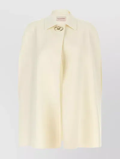 Valentino Embellished Wool And Cashmere-blend Cape In White