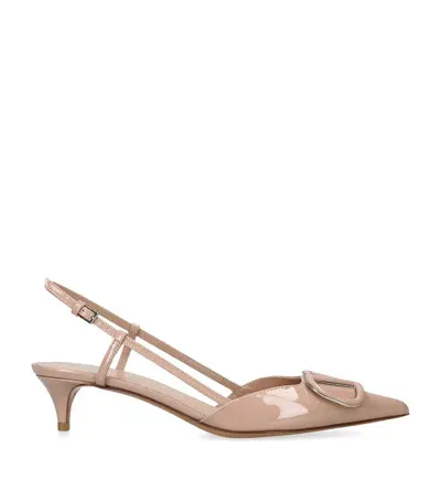 Valentino Garavani Slingback Logo Heels 40 In Nude